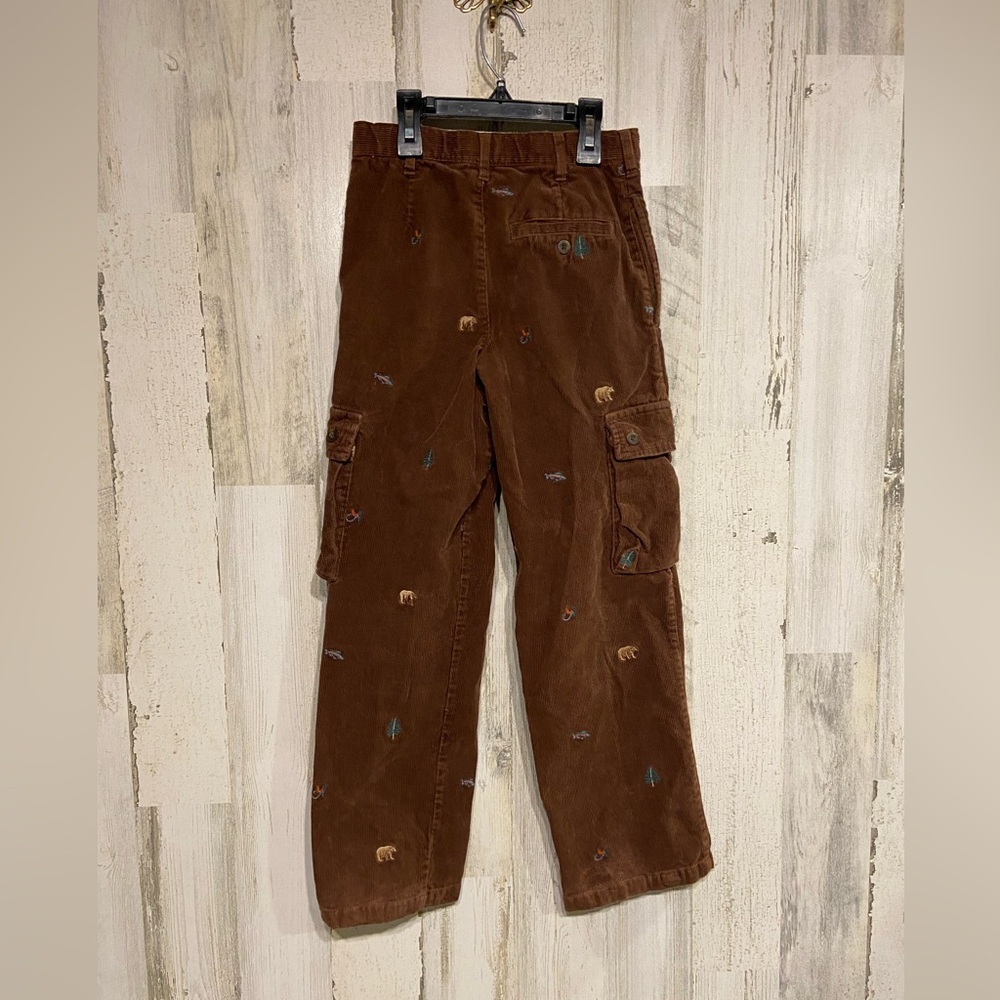 Heartstrings Brown Corduroy Embroidered Outdoor Bear Fish Pants 8 - Picture 8 of 11